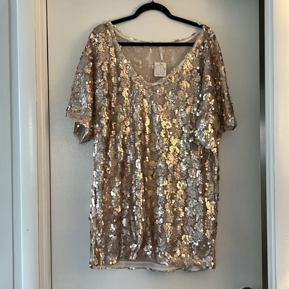 Free People Sequin Mini Dress in Rose Gold - Picture 8 of 10